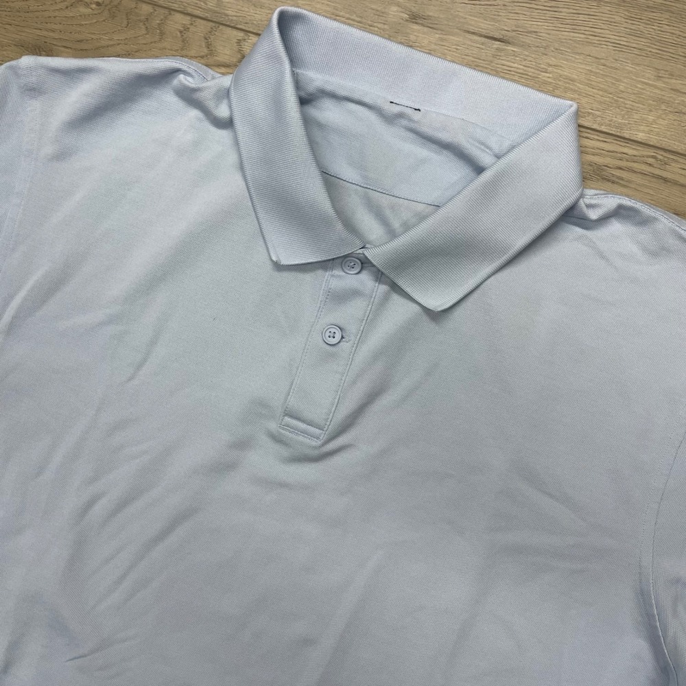 Lululemon Polo Shirt Mens Light Blue Short Sleeve Tech Pique Casual Prep